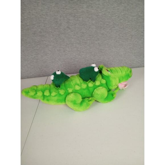 Crocodile with Frogs Plush Stuff Animal Alligator Green Toy Network 17 inch - Picture 6 of 11